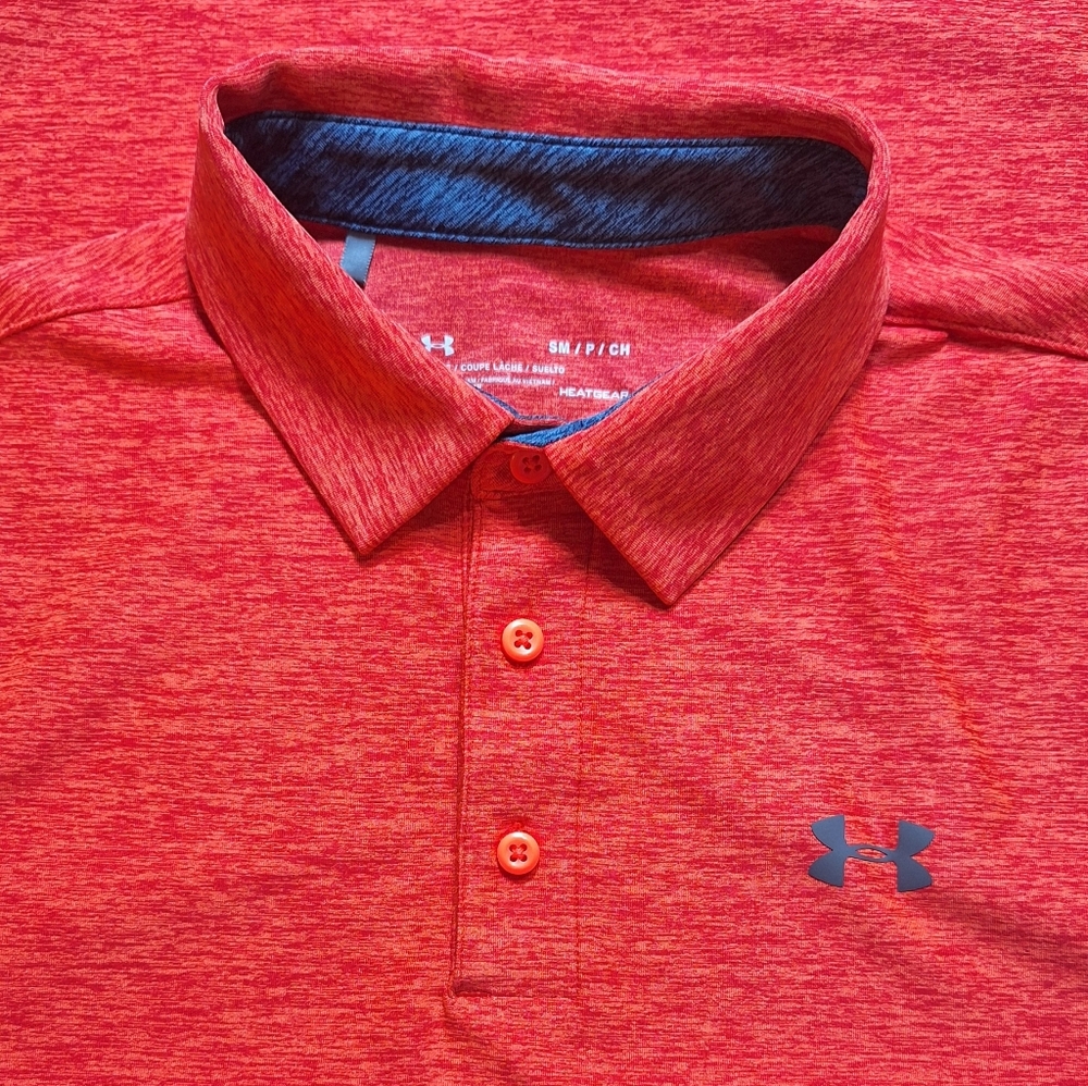 Under Armour HeatGear Polo Orange Men’s Slmall Golf Colorful‎ Short Sleeve Shirt